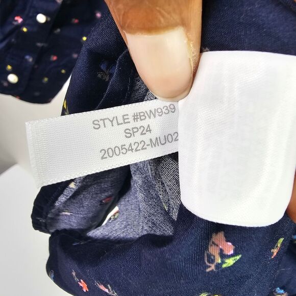 4/$35 NWT J Crew Secret Wash Navy Cotton Poplin Printed Shirt - Picture 3 of 13